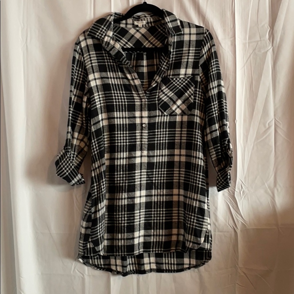 Black and white plaid flannel dress